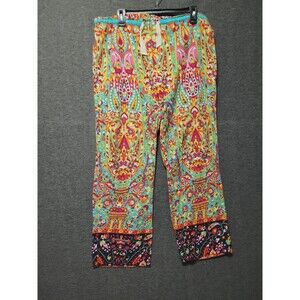 Eloise Anthropologie Medium geometric graphic print fun colorful pants straight